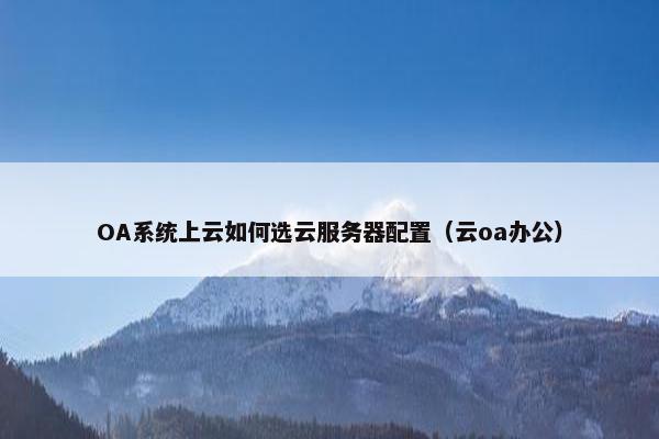 OA系统上云如何选云服务器配置（云oa办公）