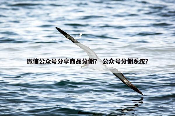 微信公众号分享商品分佣？ 公众号分佣系统？