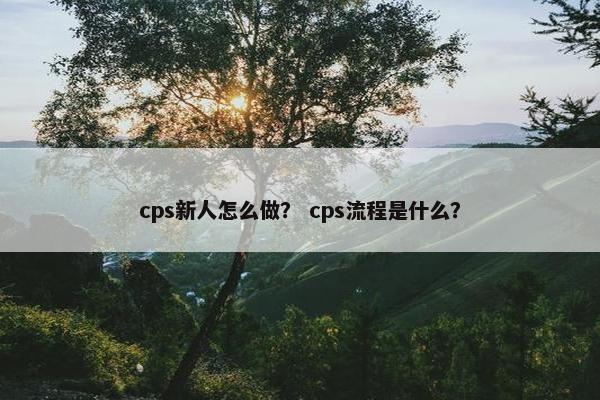 cps新人怎么做？ cps流程是什么？