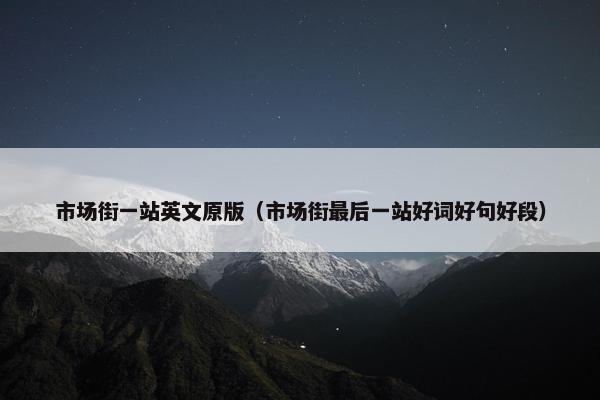市场街一站英文原版（市场街最后一站好词好句好段）
