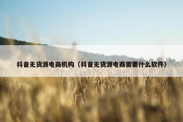 抖音无货源电商机构（抖音无货源电商需要什么软件）