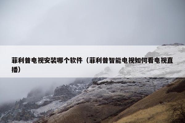 菲利普电视安装哪个软件（菲利普智能电视如何看电视直播）