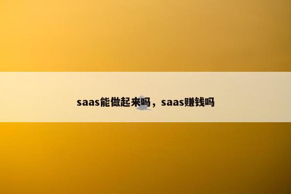 saas能做起来吗，saas赚钱吗