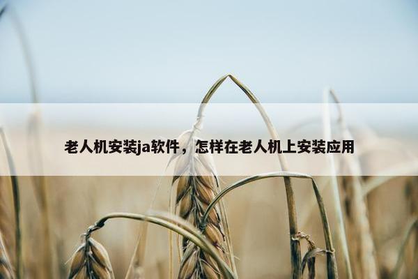 老人机安装ja软件，怎样在老人机上安装应用