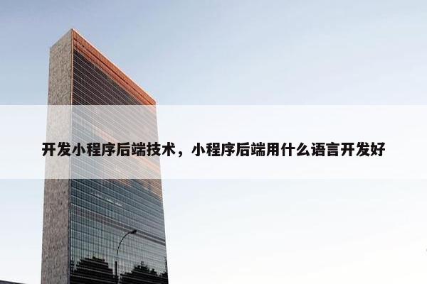 开发小程序后端技术，小程序后端用什么语言开发好