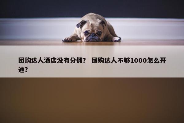 团购达人酒店没有分佣？ 团购达人不够1000怎么开通？