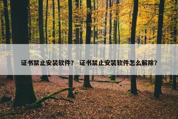 证书禁止安装软件？ 证书禁止安装软件怎么解除？