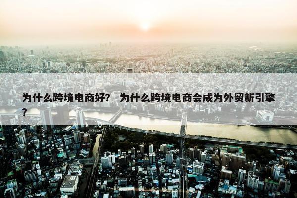 为什么跨境电商好？ 为什么跨境电商会成为外贸新引擎？