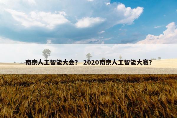 南京人工智能大会？ 2020南京人工智能大赛？
