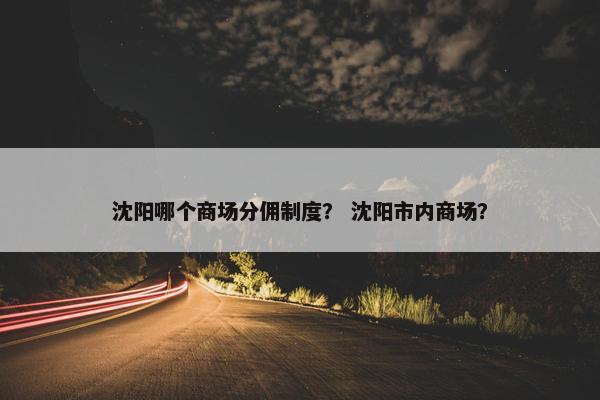沈阳哪个商场分佣制度？ 沈阳市内商场？