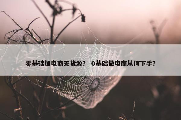 零基础加电商无货源？ 0基础做电商从何下手？