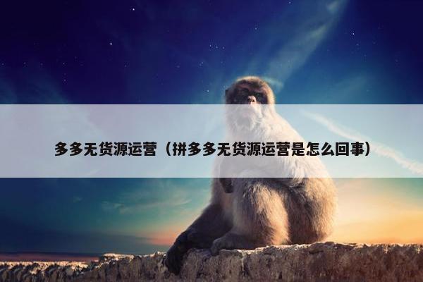 多多无货源运营（拼多多无货源运营是怎么回事）