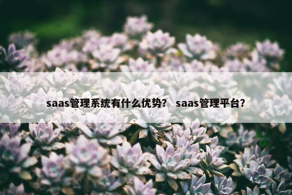saas管理系统有什么优势？ saas管理平台？