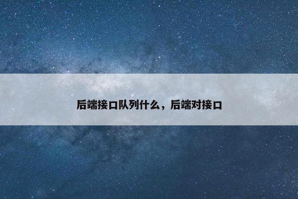 后端接口队列什么，后端对接口