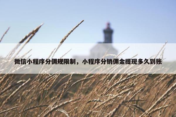 微信小程序分佣规限制，小程序分销佣金提现多久到账