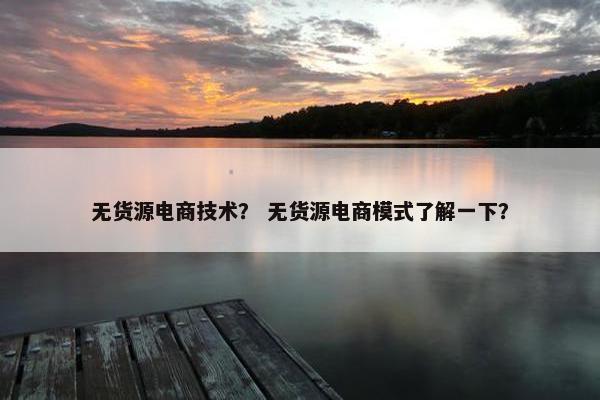 无货源电商技术？ 无货源电商模式了解一下？
