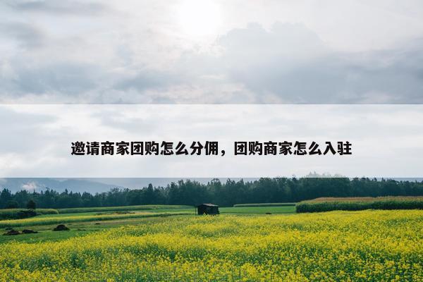邀请商家团购怎么分佣，团购商家怎么入驻